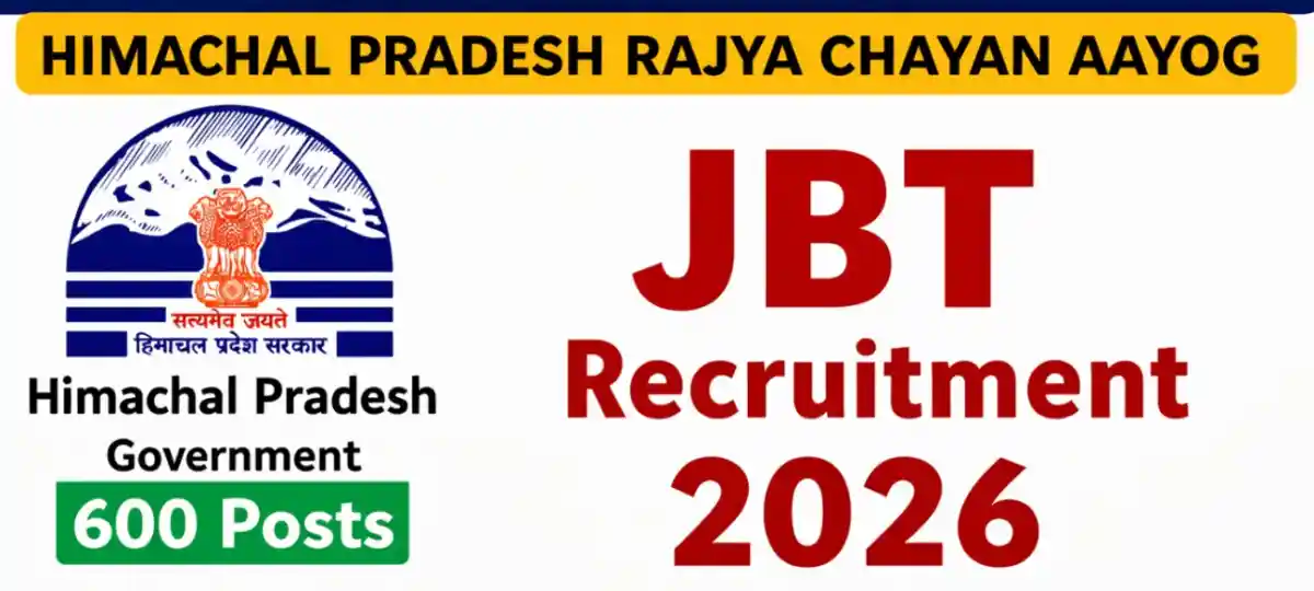 Himachal Pradesh JBT Recruitment 2026, 600 Posts (State Cadre), HPRCA