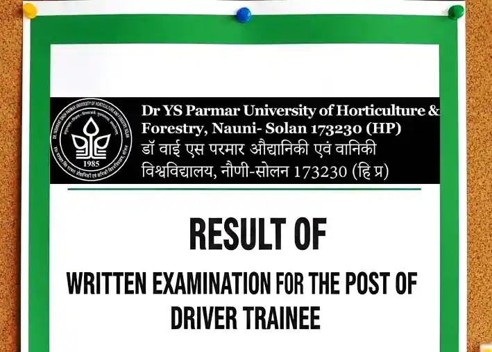 YSP University Driver Written Exam Result, Post Code 704