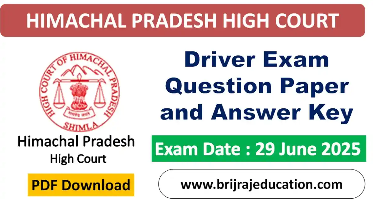 Himachal Pradesh High Court Driver Exam Question Paper and Answer Key