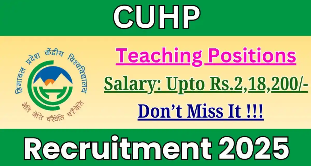 CUHP Teaching Positions Recruitment 2025 - Apply Online for 31 Posts