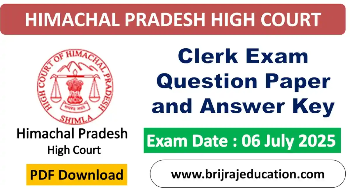 Himachal Pradesh High Court Clerk Exam Question Paper and Answer Key