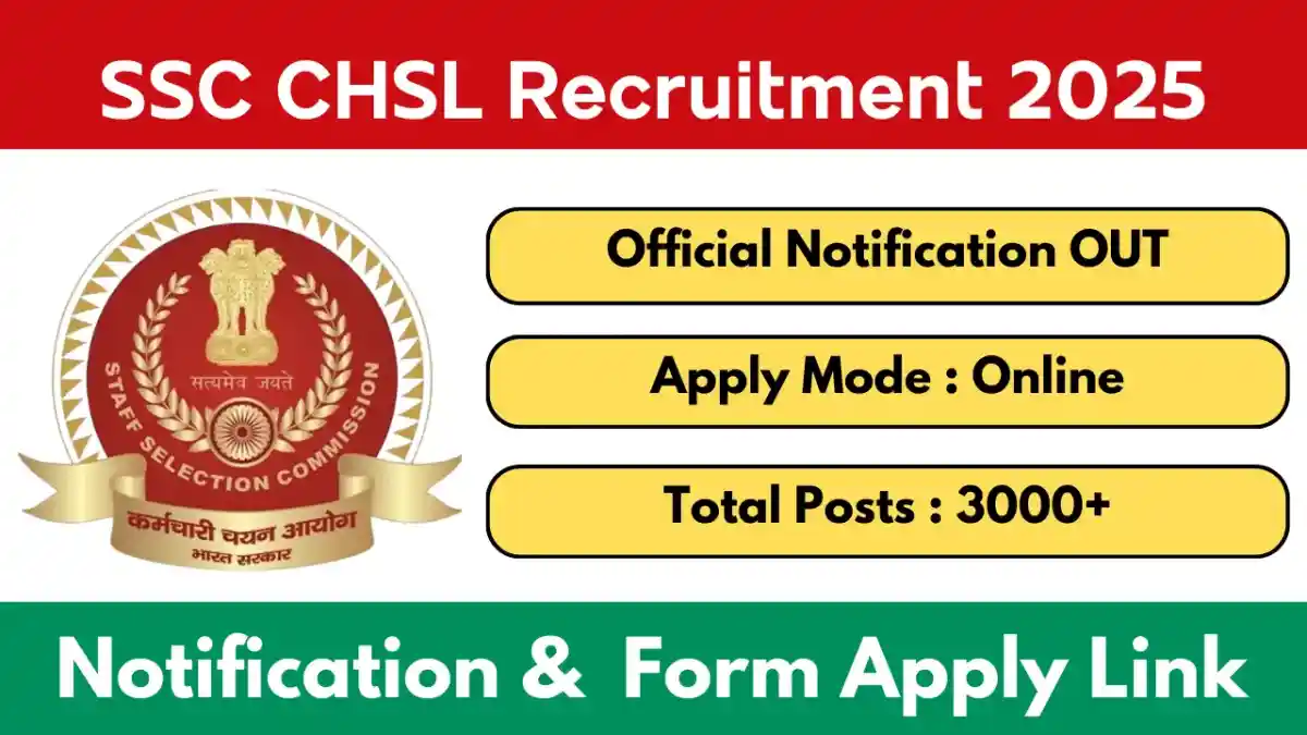 SSC CHSL 10+2 Recruitment 2025, 3131 Posts